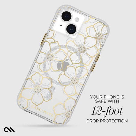 Case-Mate Floral Gems MagSafe - iPhone 15 tok (arany)